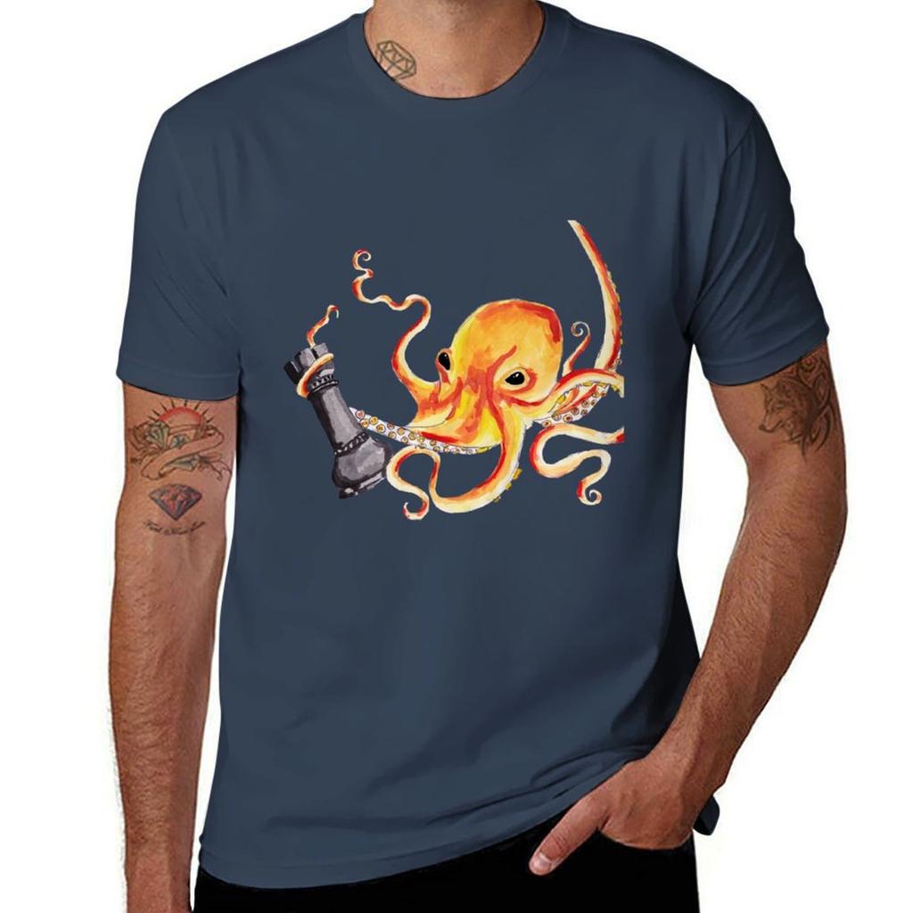 An Octopus Fighting A Rook Tshirt Plus Size Outdoor Casual Top Tshirt