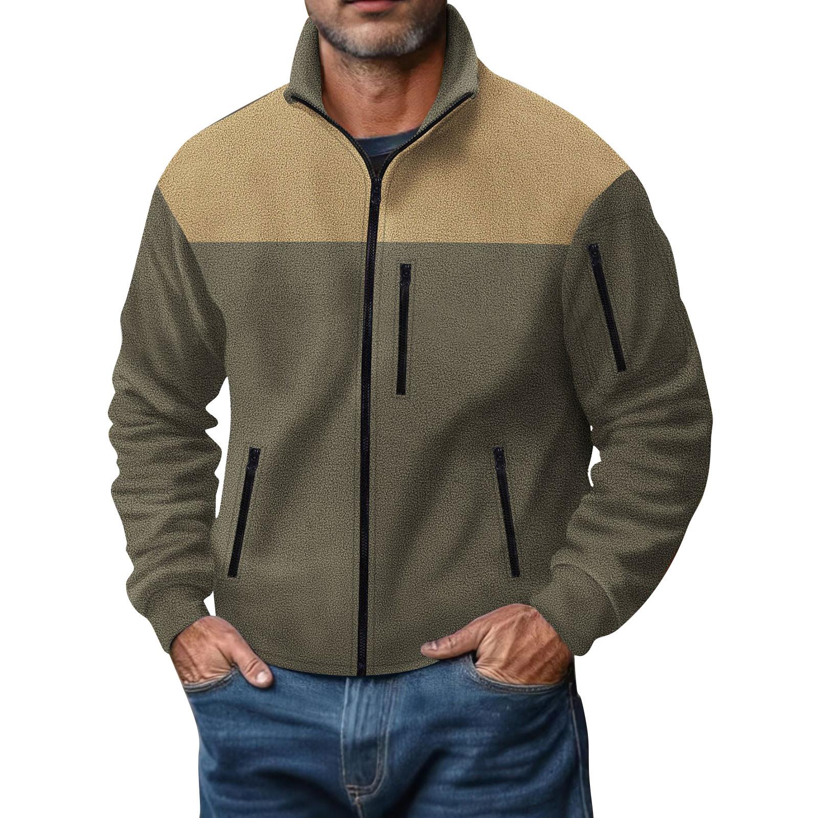 

Мужская модная повседневная куртка с длинными рукавами и лацканами на молнии L армия зеленый