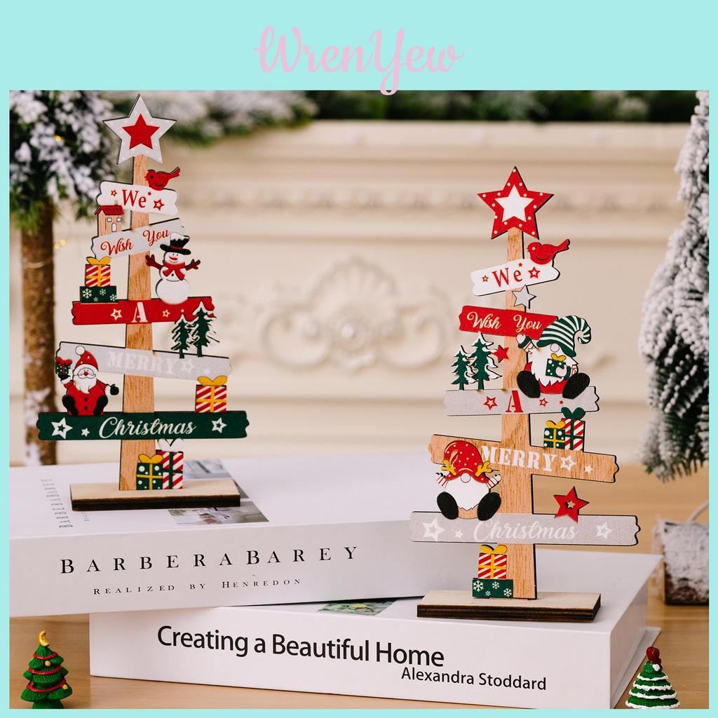 Charmante Houten Kerstkabouter En Sneeuwman Decoratie Met Feestelijke Engelse Belettering