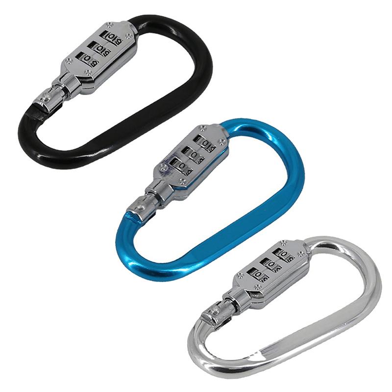 

Открытый походный мешок безопасности багажа карабин замок 3 циферблат пароль навесной замок инструмент