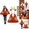 Christmas Cosplay Reindeer Cape With Face Sticker And Headband For Holiday Parties