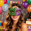 Men Half Face Mask with Elastic Band Vintage Glitter Half Face Guard Eye Mask Halloween Costume Masquerade Party Stage Performance Accessories