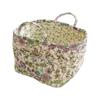 Fabric Floral Pattern Storage Basket Large Capacity Easy Carry Handles Fabric Laundry Basket Quilted Design Collapsible Design