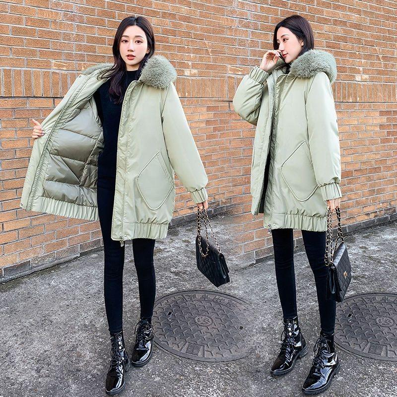 Down Cotton Clothes Women's New Winter Medium and Long Loose and Thin Large Size Thickened Large Sweater Cotton-padded Jacket