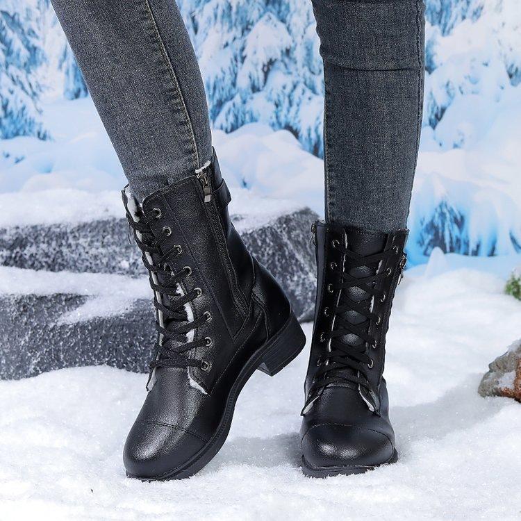 Women Ankle Boots Flat Low Heel Belt Buckle Short Large Size Fall Winter