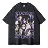 Heißer Verkauf Japan Anime Demon Slayer Nezuko Manga Vintage Gewaschen Kimetsu No Yaiba Grafikdruck T-Shirt Herren Damen Oversized Kurzarm Sommer Neues T-Shirt