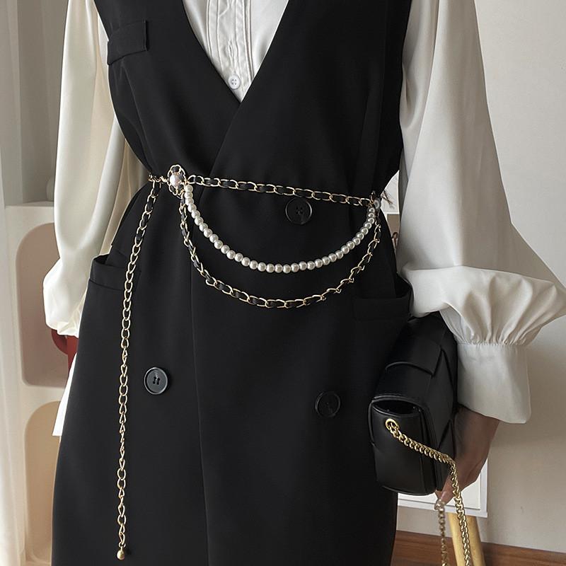 Chic Multi Layered Pearl And Gold Metal Waist Chain For Women Ideal For Fashion Forward Styles