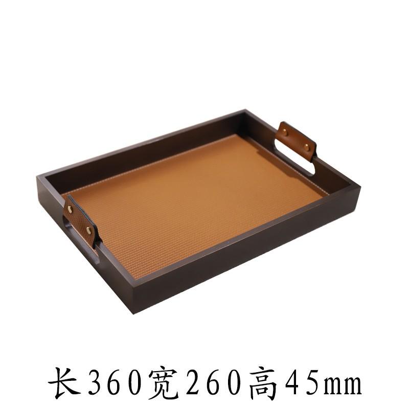 Minimalist Solid Wood Leather Aromatherapy Tray Decorative Serving Platter Living Room Coffee Table