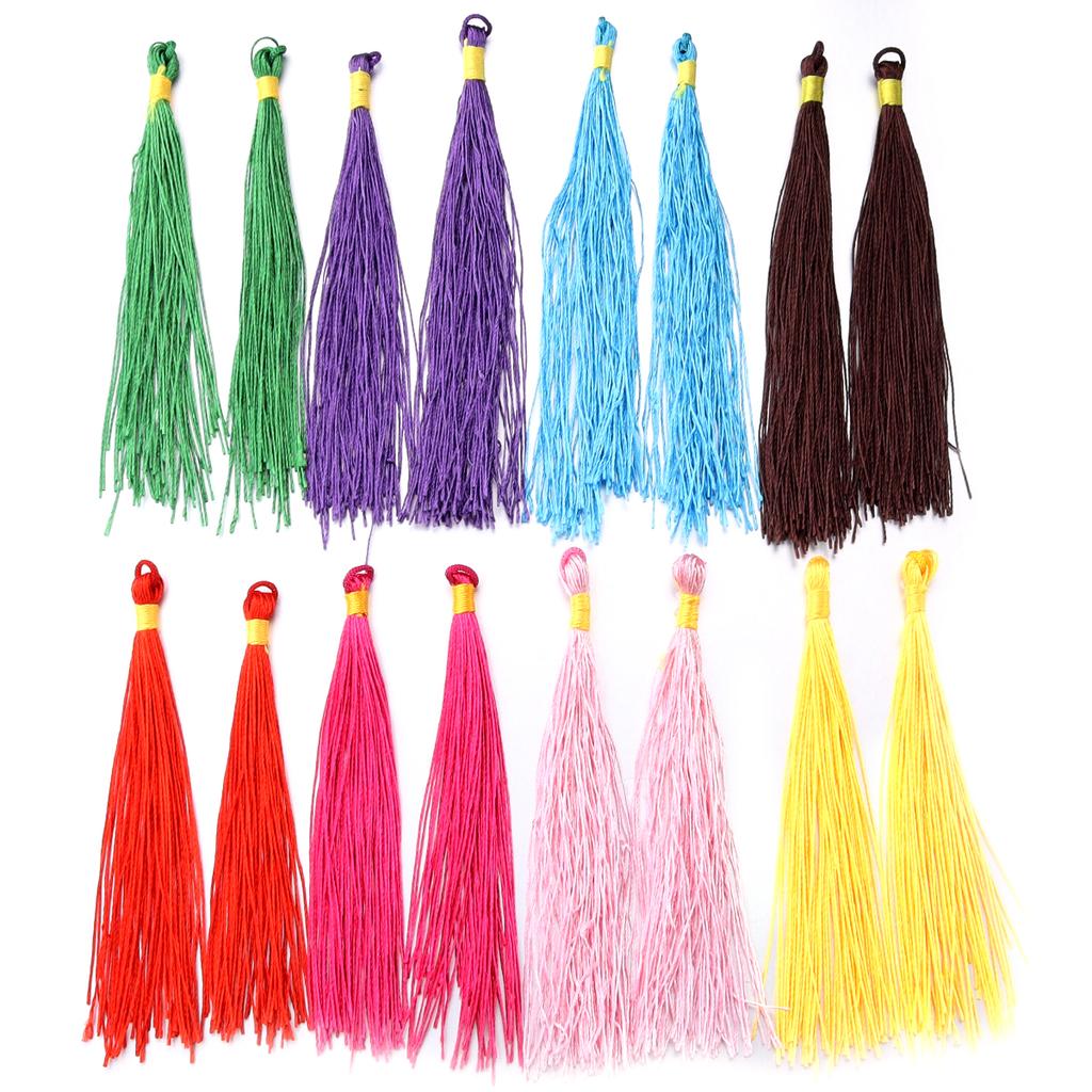 100pcs/lot Big Hanging Tassel Colorful Tassel For DIY Craft Jewelry Making Souvenir Bookmarks Chinese Knots Decor Accessories