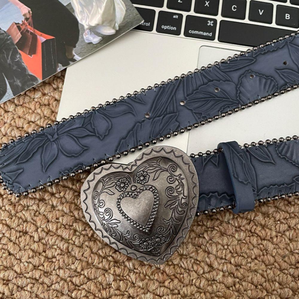 Retro Women's Belt Gothic Dress Jeans Belt Vintage Heart Waist Belt  Streetwear