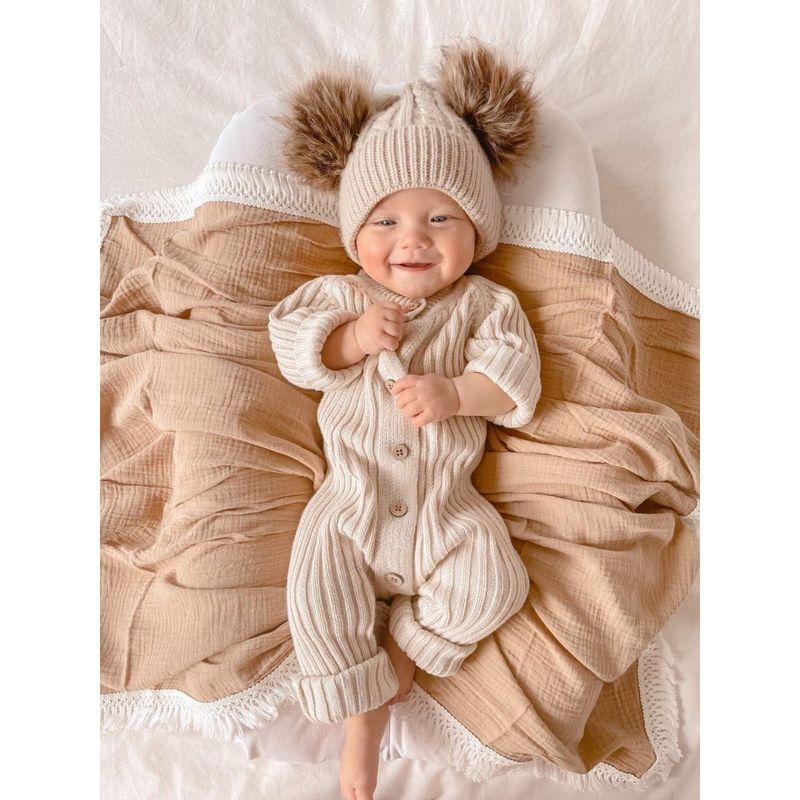 Trendy Baby Romper Sweater for Autumn and Winter, Stylish Korean-Style Knit Jacket for Full Month and 100-Day Photoshoots