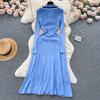 Autumn Winter Wear Embroidery Letter Knitted Sweater Dress Women Polo Single Breasted Designer Temperament Long Dresses