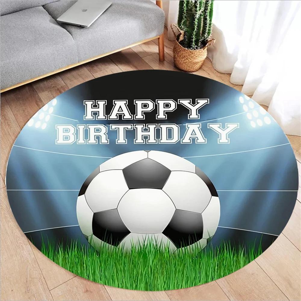 Basketball Court Round Rug Sports Stadium Pattern Soft Flannel Carpet Vibrant Design for Boys' Bedroom Game Room Sports Themed