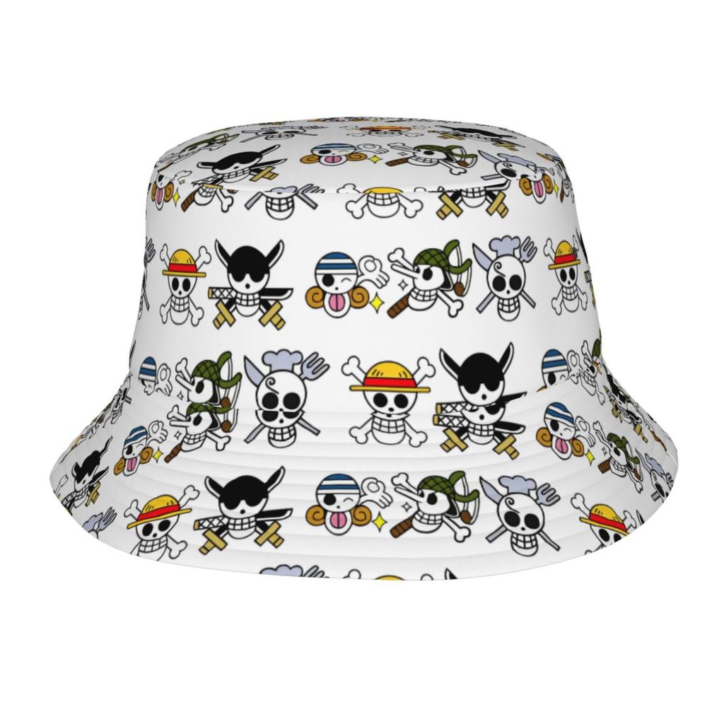 Japonia Anime Zoro Luffy Czapki Bucket Hat z Czaszką dla Kobiet Mężczyzn Letnia Jednoczęściowa Kapelusz Floppy Unikalna na Sporty na Świeżym Powietrzu Kapelusz Wędkarski Ispoti