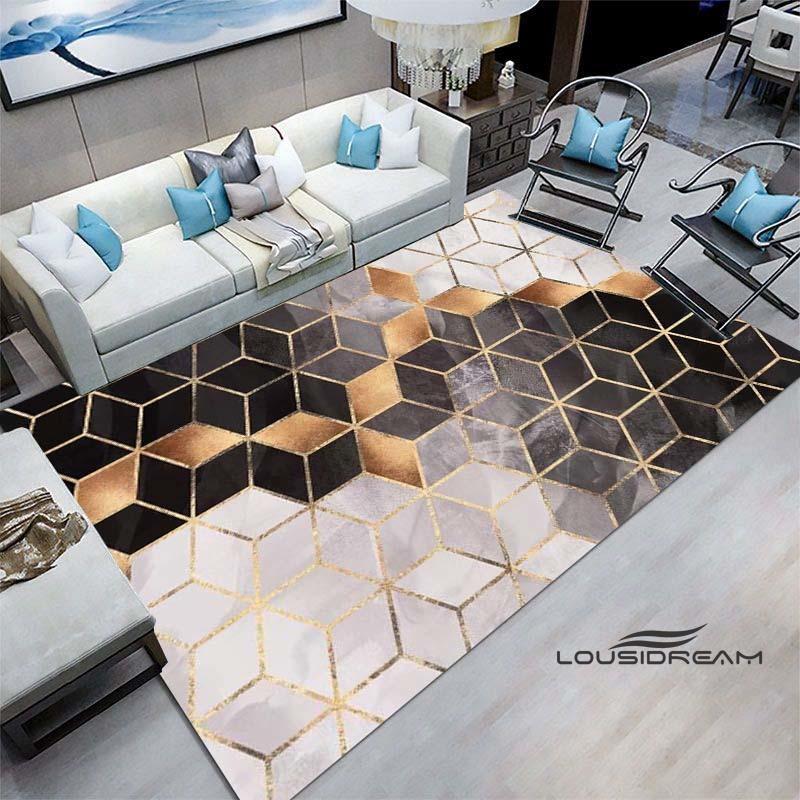 Luxury Fantasy Marble Carpet, Bedroom Carpet, Living Room, Sofa Decoration, Large Green and Gold Game Decoration