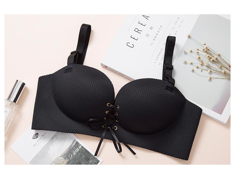 Sexy Bra Push Up Paded Bras For Women Seamless Bralette Brassieres Lingerie Deep V Bowknot