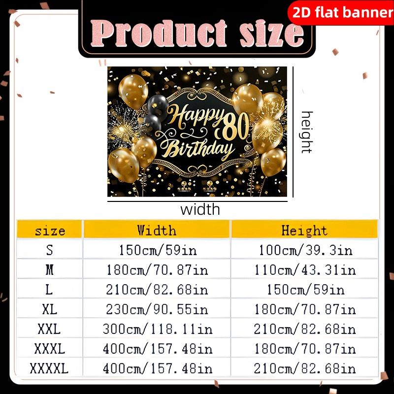 Party background 2D flat banner, 1 piece of 80th anniversary happy theme, hot stamping text, balloon fireworks pattern