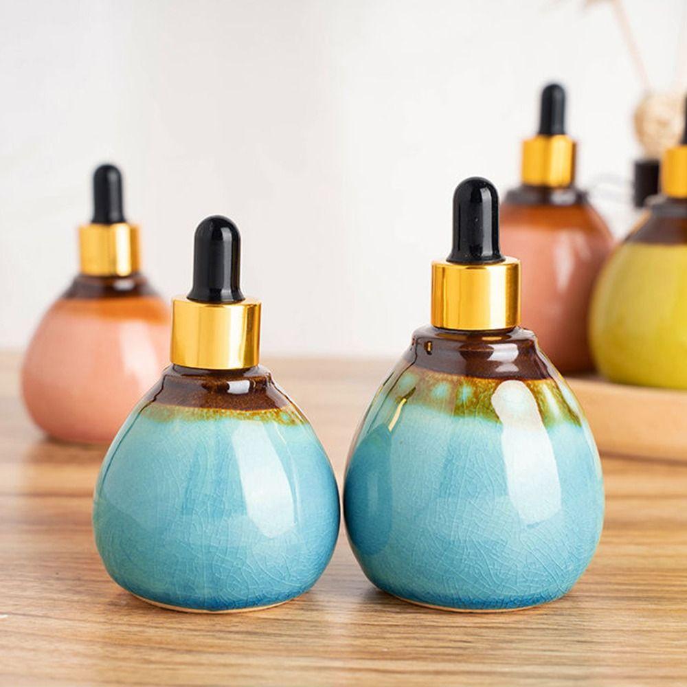 Vial Empty Essential Oil Bottle Refillable Bottles Aromatherapy Diffuser Ceramic Dropper Bottles
