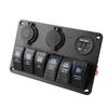 6 Way LED Car Boat Rocker Switch Panel USB Socket Cigarette Plug Voltmeter