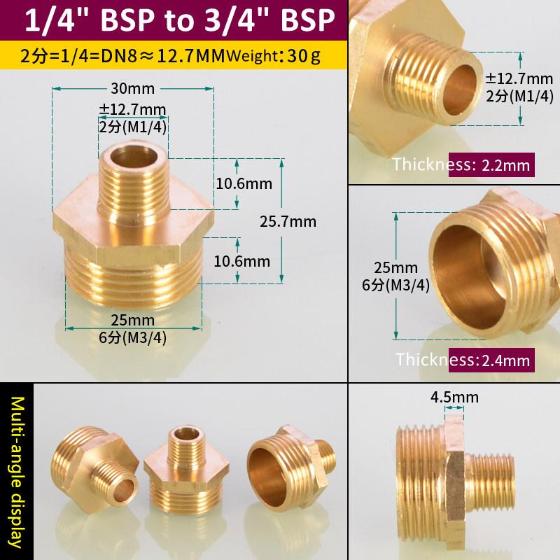 Brass Pipe Hex Nipple Fitting 1/8" 1/4" 3/8" 1/2" 3/4" 1" BSP Male Thread Quick Adapter Coupler Connector for Water Oil Gas