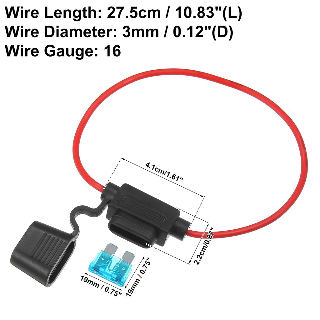 X AUTOHAUX Inline Fuse Holder Car Inline ATC Style with 15A Medium Fuse