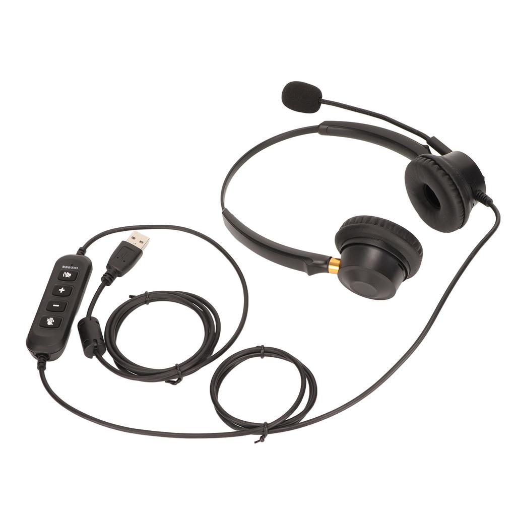 USB-Business-Headset ENC Noise Cancelling Binauraler kabelgebundener Bürokopfhörer mit Lautsprecherlautstärke