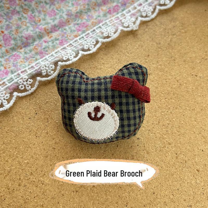 Handmade Cotton-Filled Animal Cartoon Embroidery Plush Brooch Pin