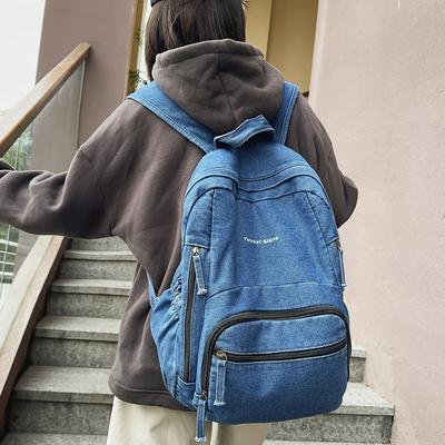 Damen Denim Rucksack mit großer Kapazität Schultasche für Mittelschüler