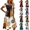 Women’s Casual Vintage Floral Print Short Sleeve V Neck Midi Dress Relaxed Fit Lightweight Summer Dress for Daily Wear