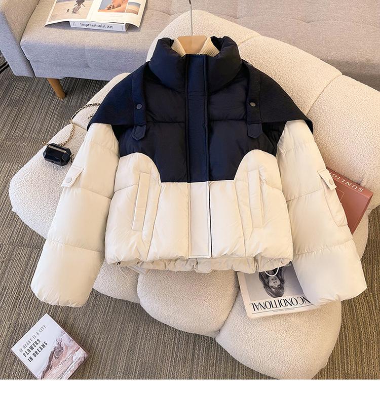 

Новая немнущаяся ветрозащитная легкая утолщенная пушистая теплая холодная свободная короткая куртка из высококачественной ткани в стиле кэжуал спорт M чёрный