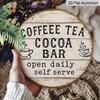 2D Flat, 1pc 7.87x7.87 Inch Round French Aluminum Sign, Vintage Decorative Plaque for "Coffee Tea Cocoa Bar", "Coffee Bar" Decorative Sign, Suitable