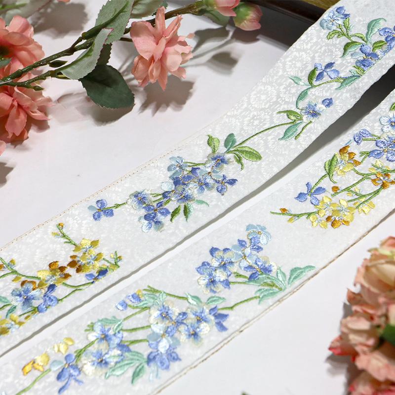 Left/Right Chinese Style Embroidered Lace Trim Fabric Collar Decoration for Hanfu Ancient Costume Skirt DIY Sewing Accessories