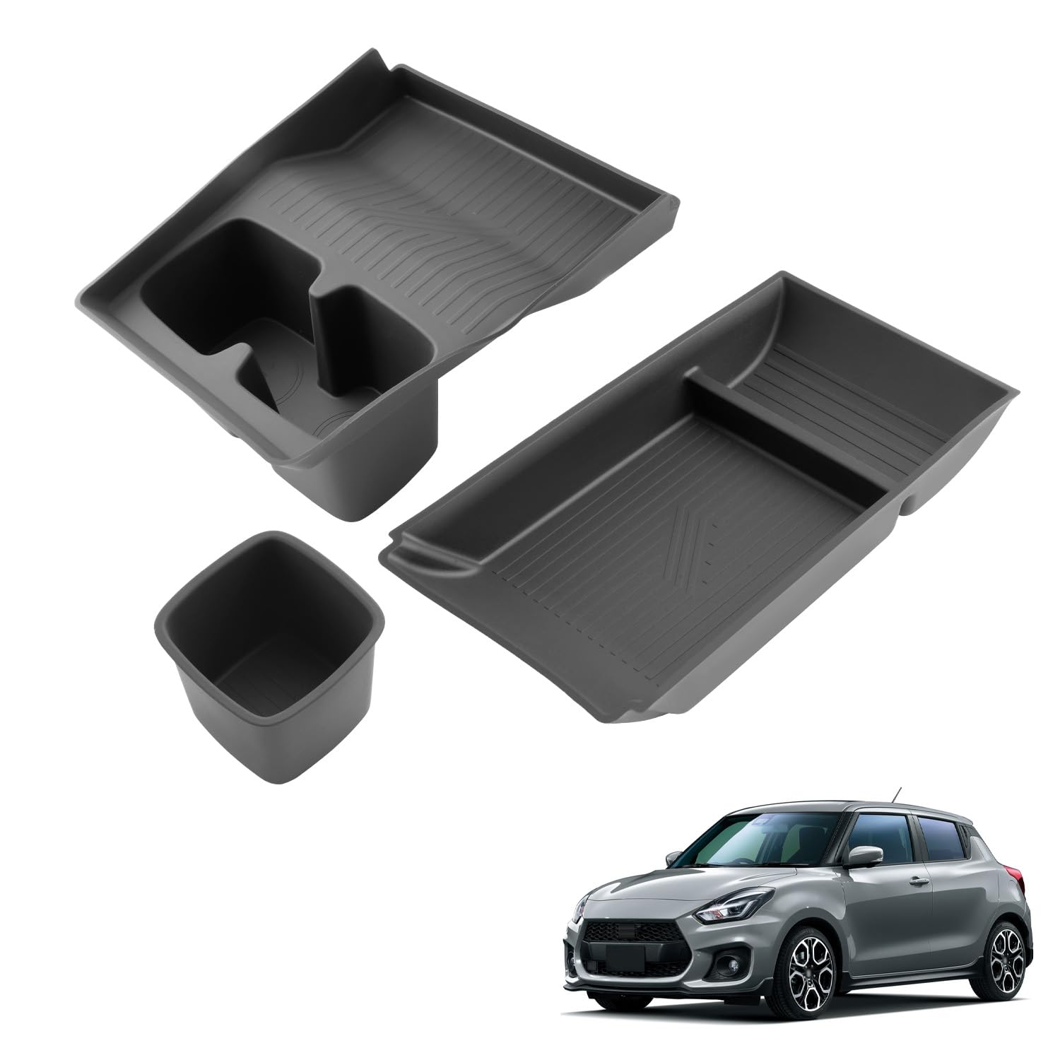 Coleya Set of Center Console Box Covers for Suzuki Swift Sport ZC33S Rear Seat Cup Console Storage Silicone Center Console Easy and Accessory Car чёрный