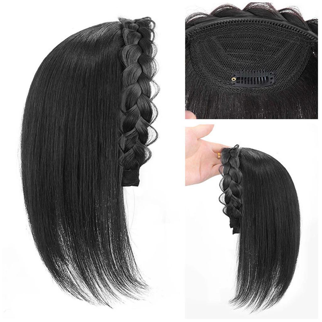 Headband with bangs integrated wig replacement piece for women, braided simulation, no bangs, fishbone headband, replacement piece, half headgear