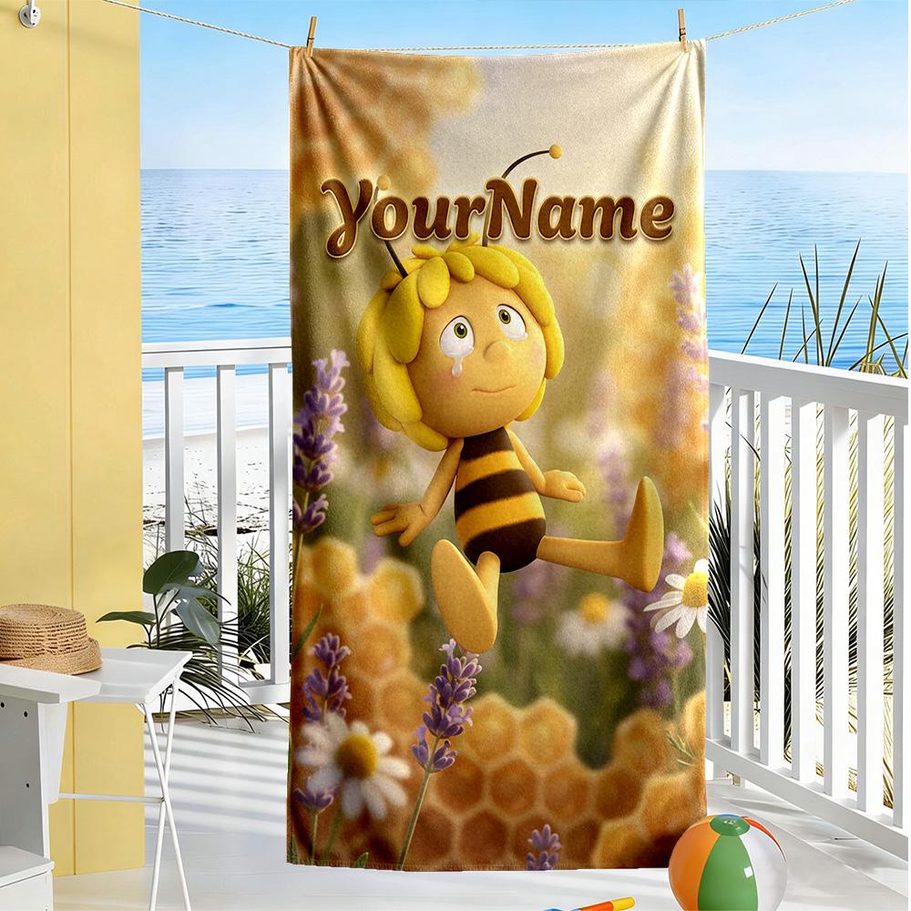 Biene Maja Customizable Name Beach Towel Super Soft & Absorbent Portable for SwimmingBeachCamping Travel Beach AccessoriesGym