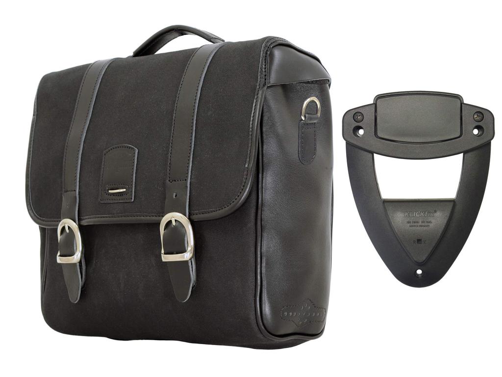 LONGRIDE Heritage Saddlebag with Flap Top Black Click-On (12L) (HQR131WBLA)