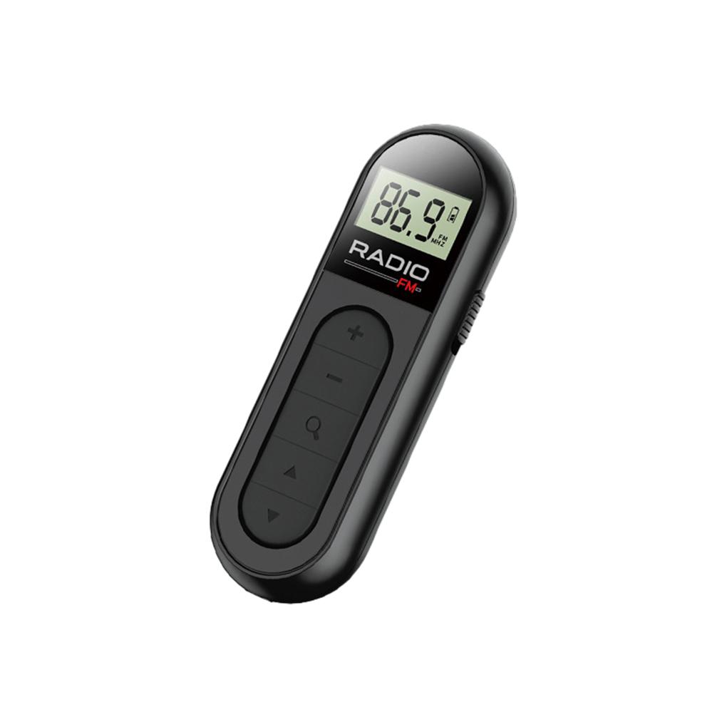 

Radio Mini Pocket FM Mini Pocket FM Radio Portable Pocket FM Radio Radio Receiver Headphones Display чорний