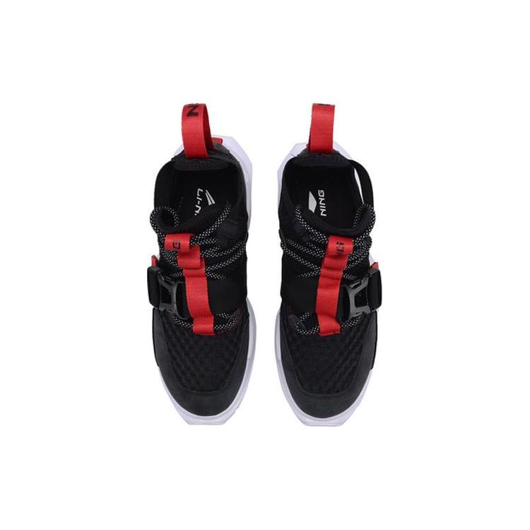 Li Ning Reburn WS Cushioning Slip Resistant Abrasion Resistant High top Basketball Shoes Unisex Black Red AGBP023-5