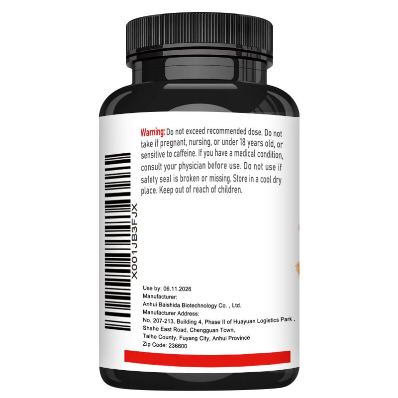 Caffeine Extract Capsules, Easily Absorbed, Dietary Supplement, High Purity, Suitable for Both Men and Women.