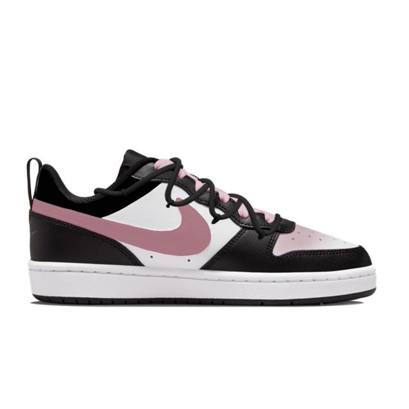Nike Court Borough Urban Chic Style Heart Message Low Top Skateboard Shoes Women's Black Pink BQ5448-115(Team598-)
