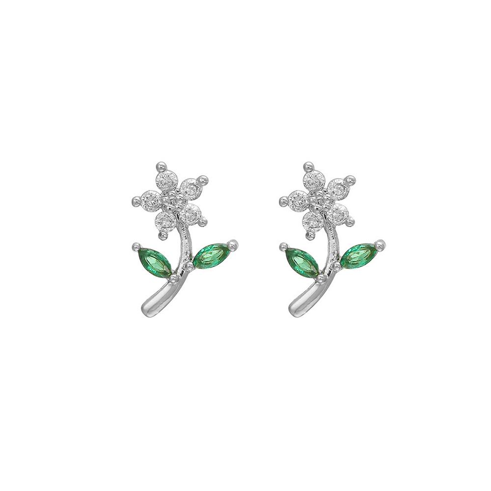Exquisite Green Zircon Tassel Chain Stainless Steel Hoop Earrings 18K Gold Plated Heart Flower Piercing Earrings Fashion Jewelry