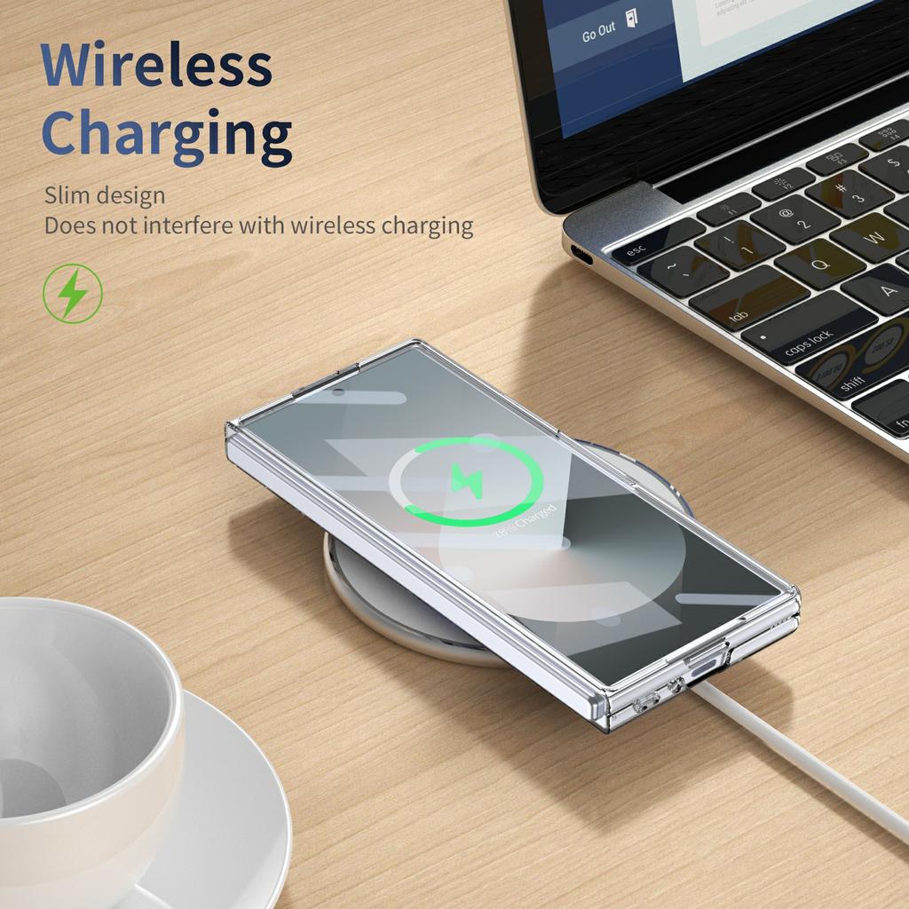 For Samsung Galaxy Z Fold6 5G Case Magnetic Kickstand Clear PC Phone Cover with HD Screen Film