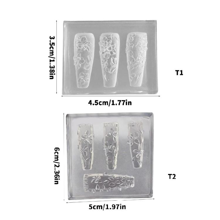 Multipurpose Nail Art Template Tool Stylish Silicone Nail Art Molds Embossing Carving Templates for Nail Enthusiasts