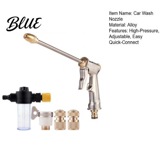 Long Spout Watering Can High Pressure Household Car Wash Nozzle Water with One-Click Multi Spray Modes Direct Adjustable Washer Fan All-Copper