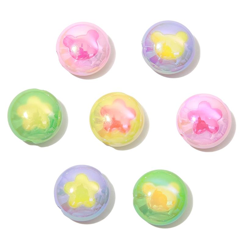 Akrylové pokovené barevné makaróny Vícebarevné krémové korálky s medvídky pro DIY Náhrdelník Náramek Náušnice Výroba šperků