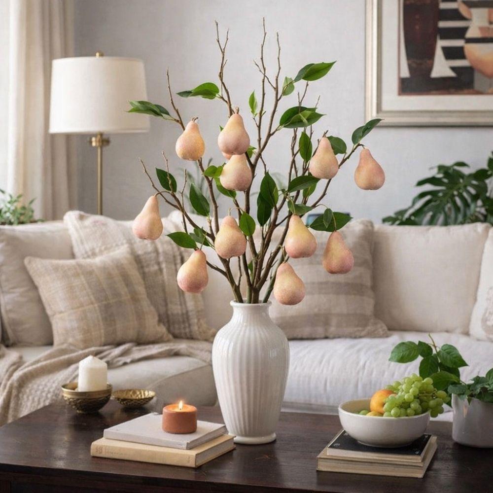 5 Heads Artificial Fig Branch with Leaves Plastic Fig Tree Branch Real Touch Exquisite Simulated Fruits Home Garden Decor