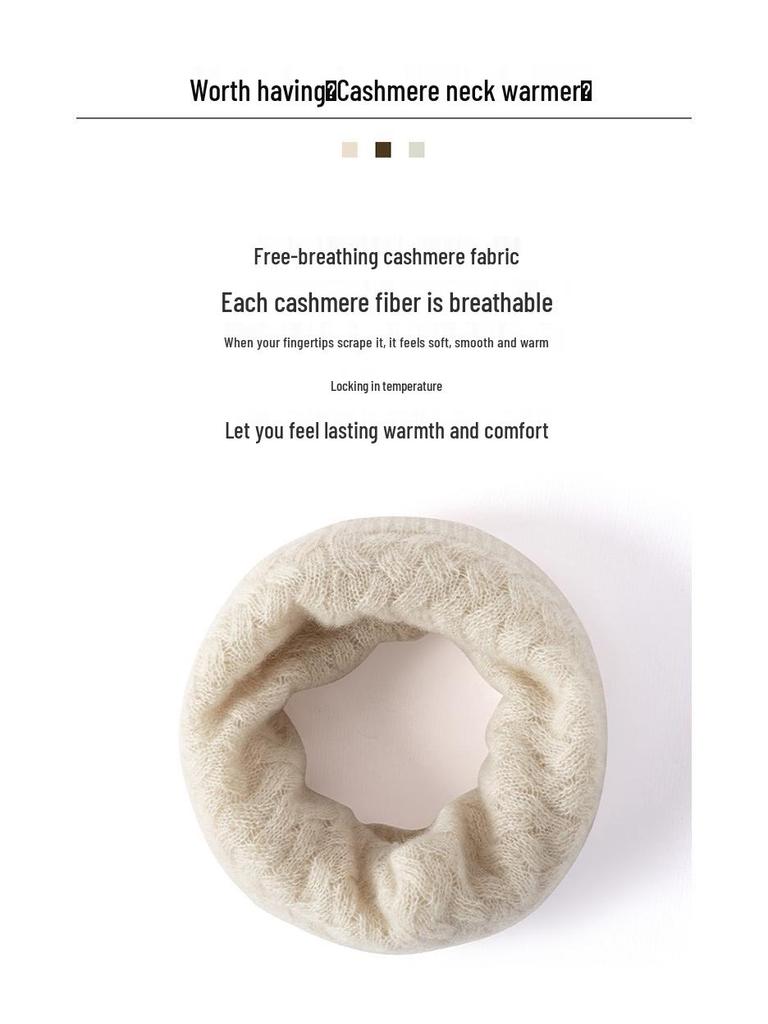 Pure Cashmere Women's Thick Knit Neck Warmer - Autumn/Winter False Collar Scarf