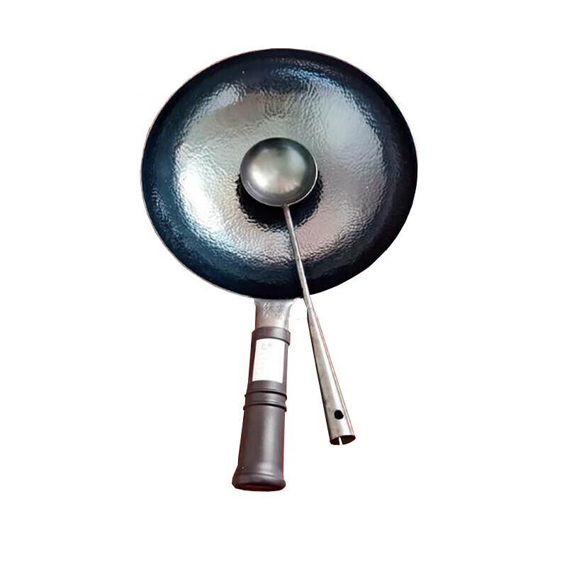 Lu Feng Lai Hand-Hammered Zhangqiu Iron Wok 32CM with Lid & Spoon