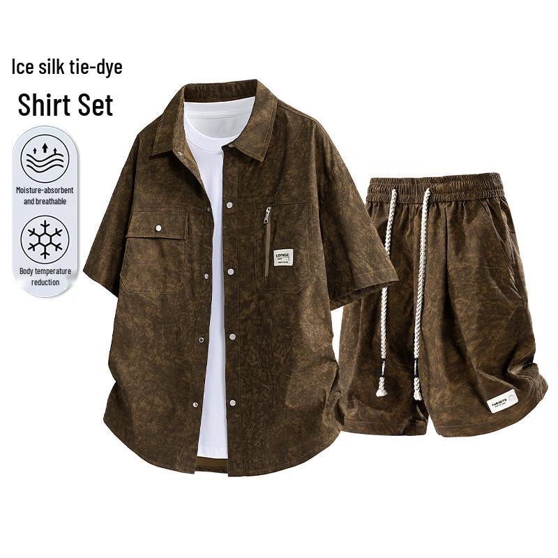 Men's MEDE Tie-Dye Loose Short-Sleeved Shirt & Shorts Set