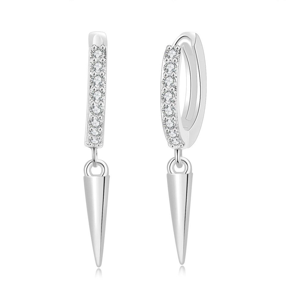 

ZHOUYANG Hip Hop Punk Drop Earrings For Women Cone Shaped Rose Gold Color Zircon Men s Ear Accessories Jewelry Wholesale KBE151